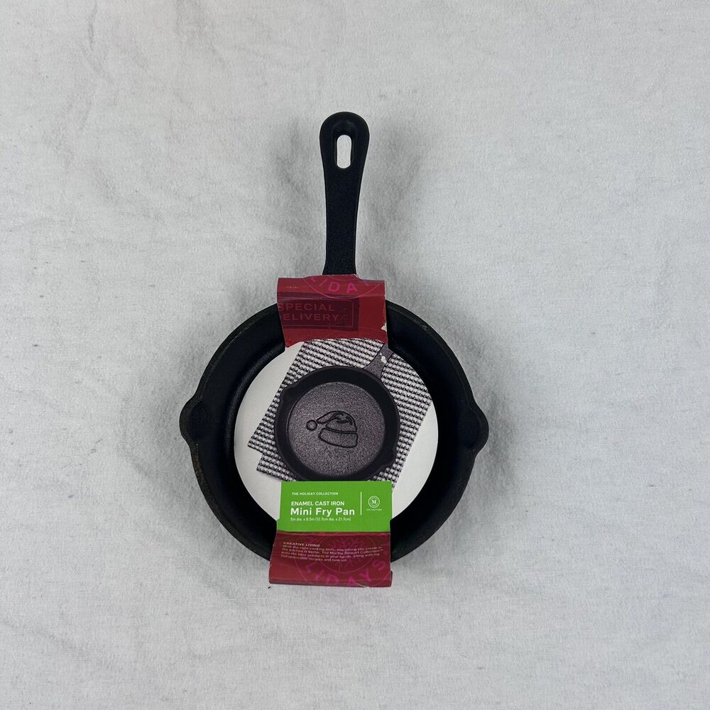 Martha Stewart 5” Enamel Cast Iron Mini Frying Pan Santa Hat New In Package